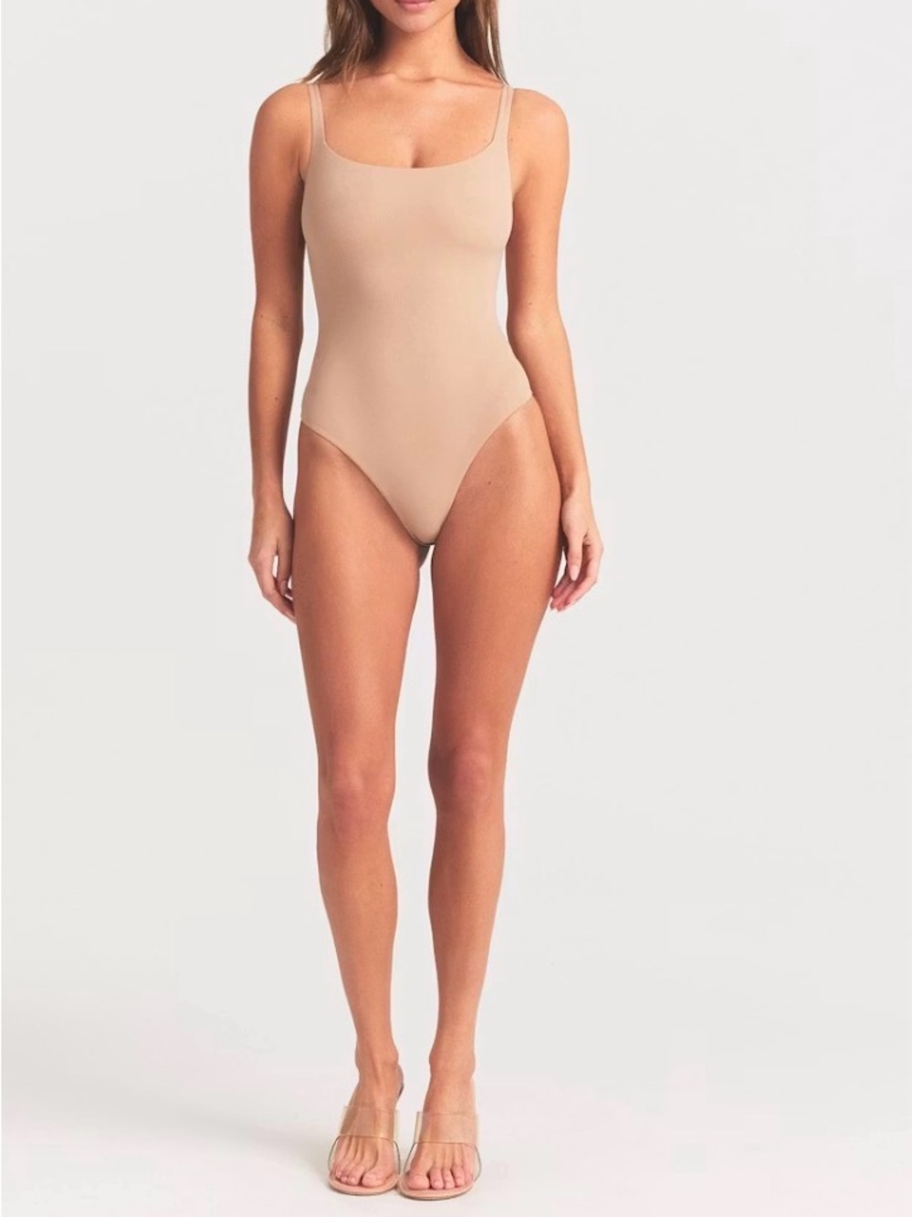 SKIMS Brown Seamless Bodysuit Thong Tan NWT Size Large